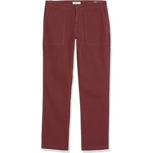Goodthreads Men Athletic Fit Porkchop Pocket Stretch Canva Burgundy Pant 32W 34L